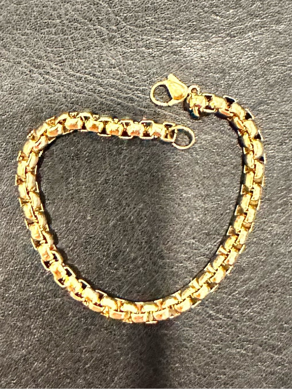 18k Yellow Gold Plated Box Chain Thick Bracelet New in Box